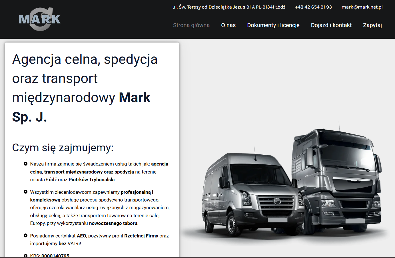 Strona agencji celnej mark.net.pl